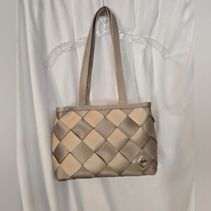 Maggie Bags Chic Woven Beige/Tan Seat Belt/Tote Bag